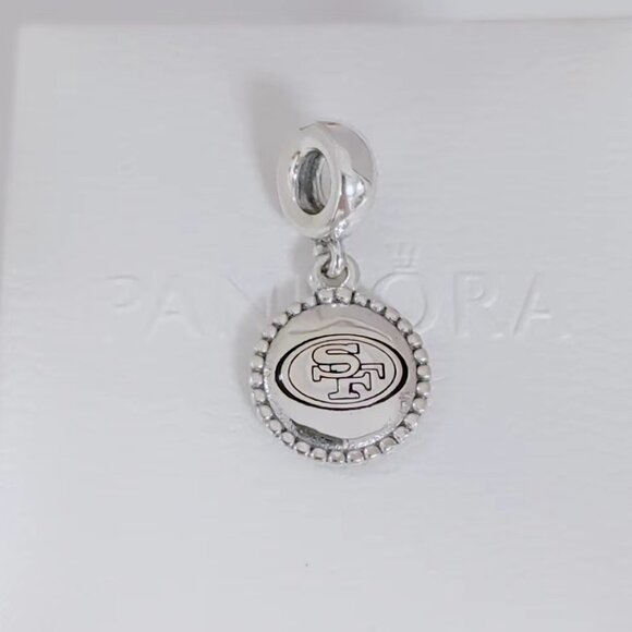 Pandora NFL SAN FRANCISCO 49ERS Football Team Dangle Charm S925 Silver with box - Picture 2 of 6